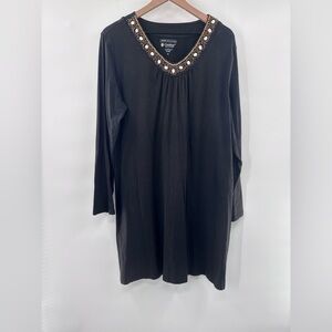 Coolibar Black Swim Tunic Coverup UPF 50+ Beaded Neckline Black Size XL